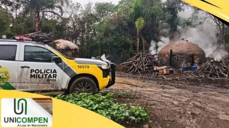 Polícia Ambiental flagra produção irregular de carvão em assentamento no interior de Inácio Martins