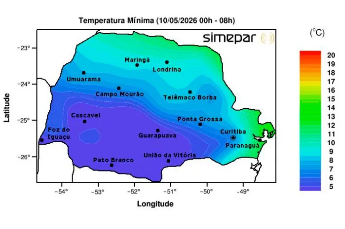 General Carneiro registra menor temperatura do Paraná e tem chuva congelada