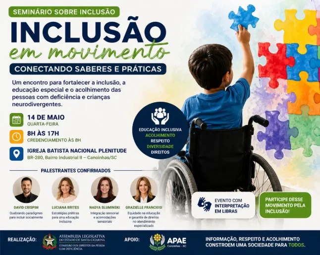 Canoinhas sediará seminário sobre inclusão, educação especial e neurodiversidade